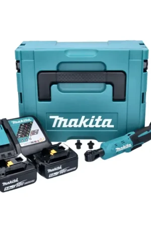 Offre Spéciale Makita DWR 180 RTJ Visseuse à cliquet sans fil 18 V 47,5 Nm 1/4'' 3/8'' + 2x batterie 5,0 Ah + chargeur + Makpac