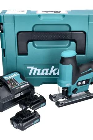 Promotion Makita JV 102 DSAJ scie sauteuse pendulaire à batterie 12 V max. Sans balais + 2x batterie 2,0 Ah + chargeur + Makpac