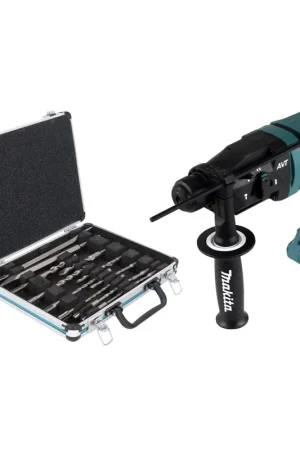 Promotion Makita DHR 182 Z Perfo-burineur sans fil 1,7J 18V - SDS plus - Brushless + Set de forets et burins 13 pcs. - sans batterie, sans chargeur