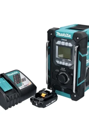 Makita DMR 301 RA1 Radio de chantier sans fil 12 V maxi - 18 V DAB / DAB+ / Bluetooth + 1x batterie 2,0 Ah + chargeur Livraison Express