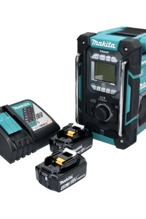 Petit Prix Makita DMR 301 RM Radio de chantier sans fil 12 V max - 18 V DAB / DAB+ / Bluetooth + 2x batterie 4,0 Ah + chargeur