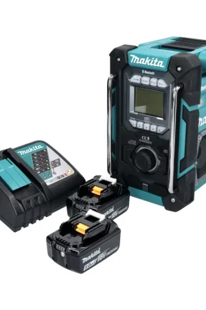 Makita DMR 301 RT Radio de chantier sans fil 12 V maxi - 18 V DAB / DAB+ / Bluetooth + 2x batterie 5,0 Ah + chargeur Usine Directe