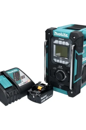 Makita DMR 301 RG1 Radio de chantier sans fil 12 V maxi - 18 V DAB / DAB+ / Bluetooth + 1x batterie 6,0 Ah + chargeur Jusqu'à Épuisement Des Stocks