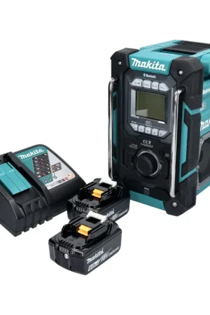 Dernier Modèle Makita DMR 301 RG Radio de chantier sans fil 12 V max - 18 V DAB / DAB+ / Bluetooth + 2x batterie 6,0 Ah + chargeur