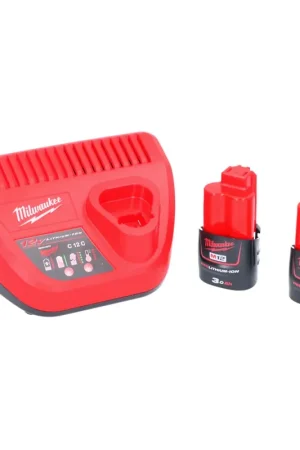 Kit de démarrage de batterie Milwaukee M12 NRG-302 2x batterie Li-Ion 12 V 3,0 Ah / 3000 mAh (4933451902) + chargeur M12-C12C Retour Gratuit