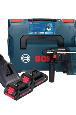 Vente Flash Bosch GBH 18V-21 Marteau perforateur sans fil professionnel 18 V 2.0 J Brushless + 2x accu ProCORE 4.0 Ah + chargeur + L-BOXX
