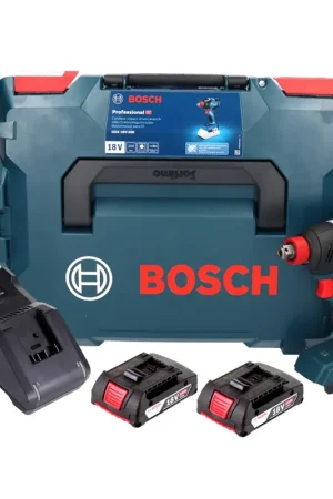 Acheter En Ligne Bosch GDX 18V-200 Professional Clé à chocs rotative sans fil 18 V 200 Nm sans balais + 2x batteries 2,0 Ah + chargeur + L-BOXX