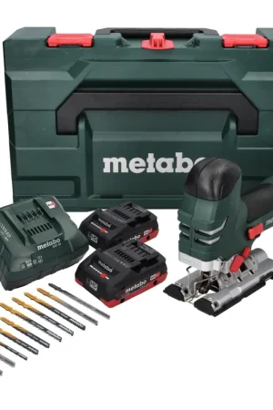 Scie sauteuse sur batterie Metabo STA 18 LTX 140 18 V + 2 batteries 4,0 Ah + chargeur + jeu de 10 lames de scie sauteuse + métaBOX Jusqu'à Épuisement Des Stocks
