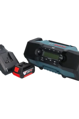 Bosch GPB 18V-2 SC Radio de chantier professionnelle sur batterie 18 V DAB+ Bluetooth AUX + 1x batterie 5,0 Ah + chargeur Soldes