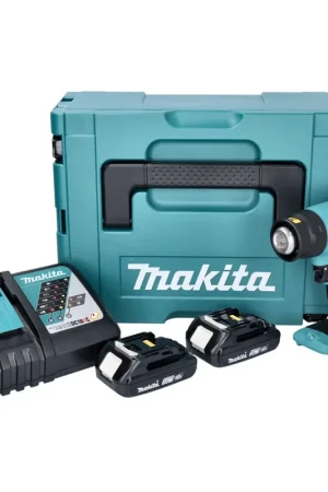 Makita DHG 180 RAJ Pistolet air chaud sans fil 18 V 550 C + 2x batterie rechargeable 2,0 Ah + chargeur + Makpac Vente Directe