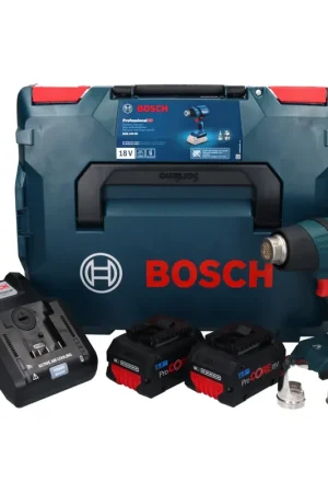Authentique Bosch GHG 18V-50 Professional Pistolet à air chaud sans fil 18 V 300° C / 500° C + 2x Batteries ProCORE 8,0 Ah + Chargeur + L-Boxx