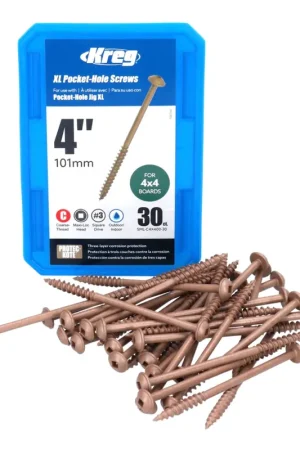 Prix Réduit Kreg XL Pocket Hole Vis 4,0 x 100 mm, Filetage partiel Robertson, 30 pcs. (SML-C4X400-30)