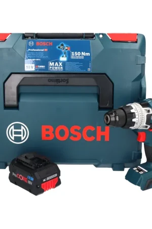 Bosch GSR 18V-150 C Professional Perceuse-visseuse sans fil 150 Nm Biturbo Brushless 18V + 1x Batterie ProCORE 8,0Ah + Coffret L-Boxx - sans chargeur Retour Gratuit