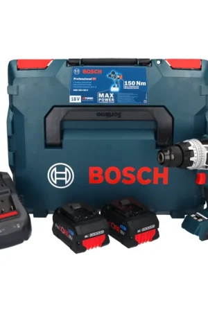 Bosch GSR 18V-150 C Professional Perceuse-visseuse sans fil 150Nm Biturbo Brushless 18V + 2x Batteries ProCORE 8,0 Ah + Chargeur + Coffret (06019J5005) Meilleur Choix