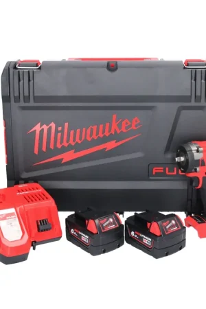 Bon Marché Clé à chocs sans fil Milwaukee M18 FIW2F38-602X 18 V 339 Nm 3/8" brushless + 2x batterie 6,0 Ah + chargeur + boîtier HD