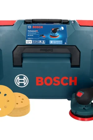 Bosch GEX 12V-125 Professional Ponceuse excentrique sans fil 125 mm 12V Brushless + 50x EXPERT C470 Papiers abrasifs K 120 + Coffret L-Boxx - sans batterie, sans chargeur Expédition Rapide
