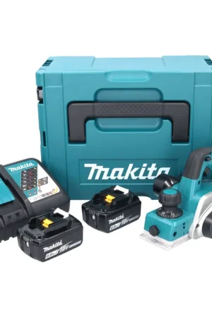 Makita DKP 180 RGJ Rabot sans fil 18 V 82 mm + 2x batterie 6,0 Ah + chargeur + Makpac Nouvelle Collection