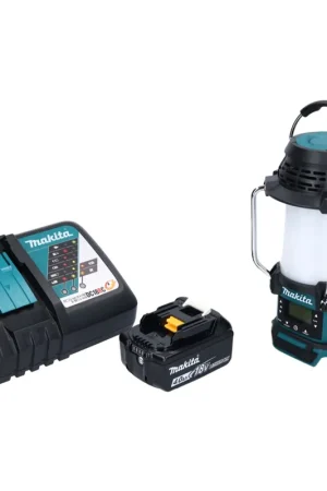Offre Du Jour Makita DMR 055 RM1 Radio sans fil 18 V FM avec lanterne 360 Lampe de poche + 1x batterie 4,0 Ah + chargeur