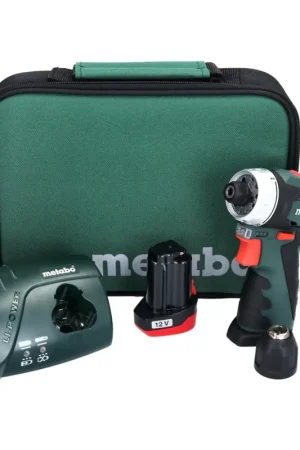 Authentique Metabo PowerMaxx BS Perceuse-visseuse sans fil 34 Nm 12V + 1x Batterie 2,0 Ah + Chargeur + Sac (600079500)