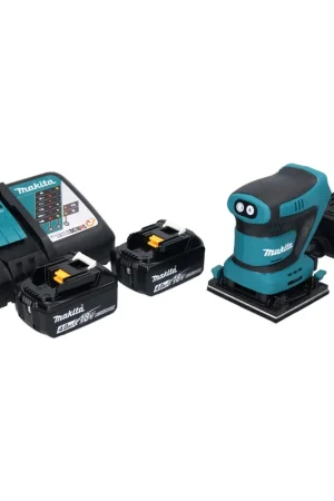 Prix Cassé Makita DBO 480 RM Ponceuse vibrante sans fil 18 V 112 x 102 mm + 2x batterie 4,0 Ah + chargeur