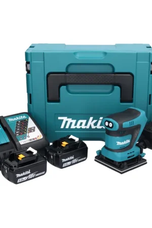Makita DBO480RTJ Ponceuse vibrante sans fil 112 x 102mm 18V + 2x Batteries 5,0Ah + Chargeur + Coffret Promotion