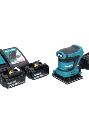 Bon Plan Makita DBO 481 RM Ponceuse vibrante sans fil 18 V 112 x 102 mm + 2x batterie 4,0 Ah + chargeur