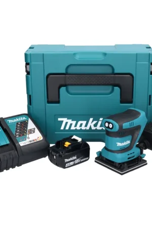 Dernier Modèle Makita DBO 480 RM1J Ponceuse vibrante sans fil 18 V 112 x 102 mm + 1x batterie 4,0 Ah + chargeur + Makpac