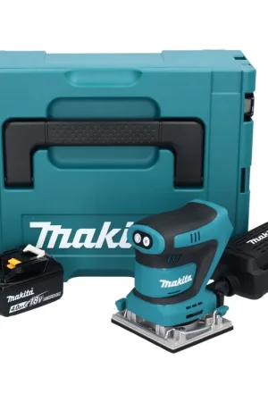 Dernier Modèle Makita DBO 482 M1J Ponceuse vibrante sans fil 18 V 112 x 102 mm + 1x batterie 4,0 Ah + Makpac - sans chargeur