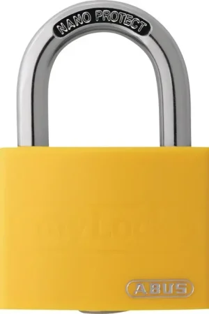 Must-Have Cadenas à cylindre ABUS T65AL/40 jaune, étiquette de verrouillage, largeur du corps 43 mm (3000280255)