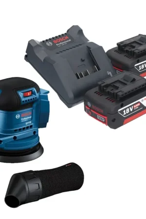 Commander Maintenant Ponceuse excentrique à batterie Bosch GEX 185-LI Professional 18 V 125 mm sans balai + 2x batteries 5,0 Ah + chargeur