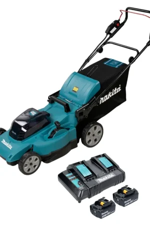 Makita DLM 480 CM2 Tondeuse à gazon sans fil 36 V ( 2x 18 V ) 48 cm 62 l + 2x batterie 4,0 Ah + chargeur Acheter En Ligne