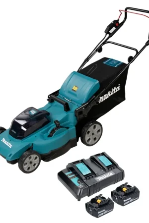Quantité Limitée Makita DLM 480 CT2 Tondeuse à gazon sans fil 36 V ( 2x 18 V ) 48 cm 62 l + 2x batterie 5,0 Ah + chargeur