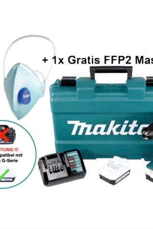 Soldes Makita DF 347 DWE Perceuse-visseuse sans fil 14,4 V 30 Nm série G + 2x Batteries 1,5 Ah + Chargeur + 1x Masque FFP2 + Coffret de transport