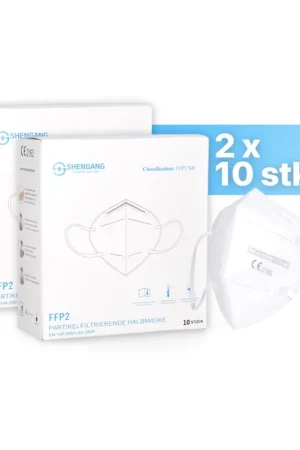Offre Spéciale Shengang 20x FFP2 Masque certifié CE conforme aux normes pharmaceutiques protection de la bouche, du nez et de l'haleine 5-Plis ISO9001:2015 / EN149 2001 A1:2009