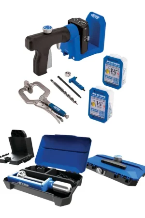 Prix Réduit KREG Pocket Hole Jig 520 PRO Gabarit de perçage + Station de base + Foret étagé + Embout + Vis + Serre-joint