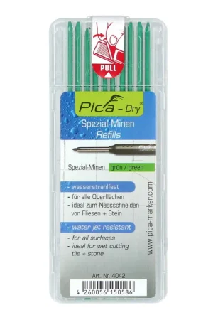Paiement Sécurisé Pica DRY Mines de recharges spéciales résistant au jet d'eau vert - 10 pièces (4042)