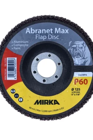 Mirka ABRANET MAX T29 Set de disques à lamelles 125mm, 22 mm, ALOX 60, pour aluminium, composites, peinture, 20 pcs. (20x 8896700160) Offre Exclusive