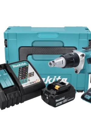 Nouvelle Collection Makita DFS 452 RT1J Visseuse sans fil pour cloisons sèches 18 V brushless + 1x Batterie 5,0 Ah + Chargeur + Makpac
