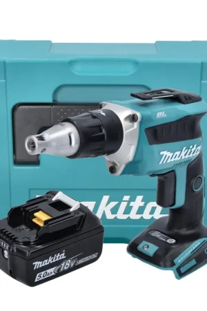 Makita DFS 452 T1J Visseuse à cloison sèche sans fil 18 V sans balais + 1x Batterie 5,0 Ah + Makpac - sans chargeur Prix Bas