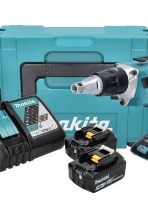 Makita DFS 452 RGJ Visseuse à cloison sèche sans fil 18 V brushless + 2x Batteries 6,0 Ah + Chargeur + Makpac Must-Have