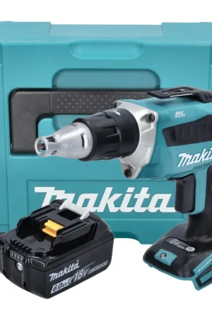 Makita DFS 452 G1J Visseuse à cloison sèche sans fil 18 V Brushless + 1x Batterie 6,0 Ah + Makpac - sans chargeur Bon Plan