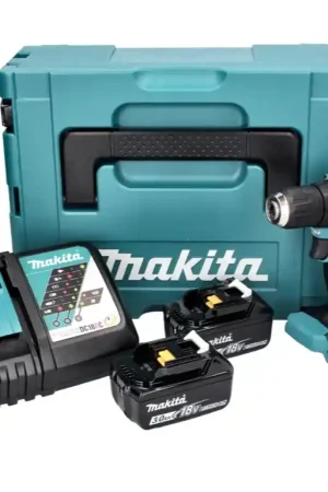 Makita DDF 487 RFJ Perceuse-visseuse sans fil 18 V 40 Nm Brushless + 2x batterie 3,0 Ah + chargeur + Makpac Must-Have