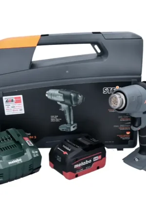 Usine Directe Steinel Mobile heat MH3 Pistolet à air chaud sans fil, 18 V 300 / 500°C CAS + 1x Batterie 5,5Ah + Chargeur + Coffret