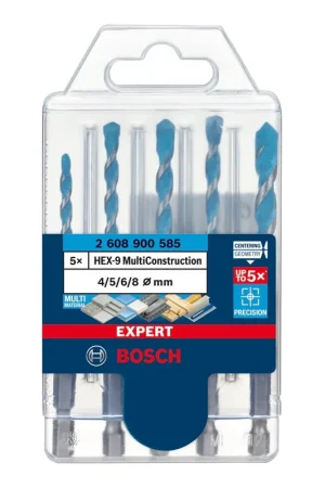 Bosch Expert HEX-9 MultiConstruction Set de forets 4 / 5 / 6 / 6 / 8 mm, Centering Geometry, 5 pcs. (2608900585) Paiement Sécurisé