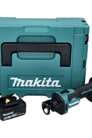 Makita DCO 181 T1J Affleureuse plaque de plâtre sans fil 32000 tr/min Brushless 18V + 1x Batterie 5,0 Ah + Coffret Makpac - sans chargeur Offre Limitée