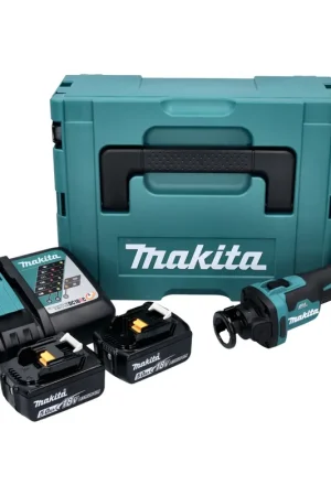 Makita DCO 181 RTJ Affleureuse plaque de plâtre sans fil 32000 tr/min Brushless 18V + 2x Batteries 5,0 Ah + Chargeur + Coffret Makpac Authentique