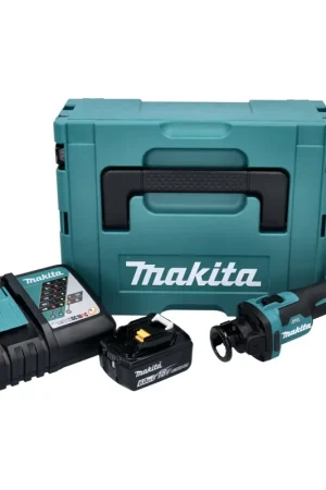 Makita DCO 181 RG1J Affleureuse plaque de plâtre sans fil 32000 tr/min Brushless 18V + 1x Batterie 6,0 Ah + Chargeur + Coffret Makpac Prix Bas