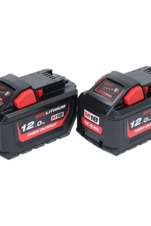 Prix Réduit Milwaukee Set M18 HB12 High Output : 2x Batteries 12,0Ah 18V Li-Ion avec indicateur de charge (2x 4932464260)