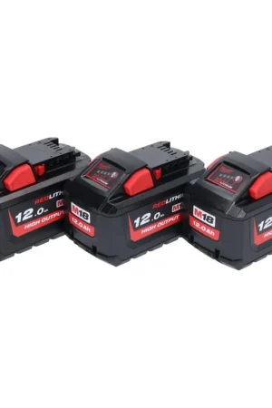 Milwaukee Set M18 HB12 High Output : 3x Batteries 12,0Ah 18V Li-Ion avec indicateur de charge (3x 4932464260) Pas Cher