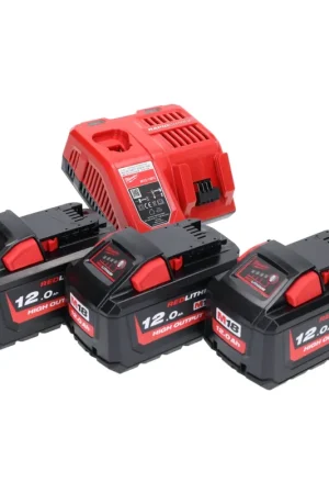 Paiement Sécurisé Milwaukee Set M18 NRG-1203: 3x Batteries 12,0Ah 18V Li-Ion (3x 4932464260) + Chargeur M12-18 FC (4932451079)